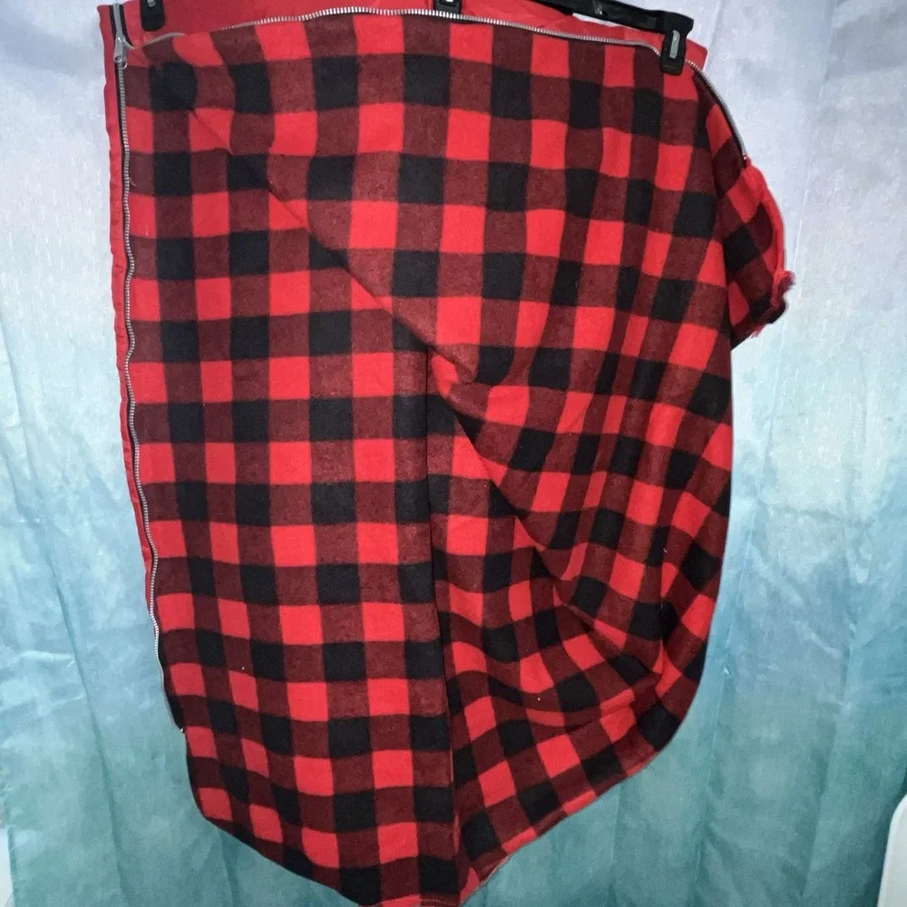 Marlboro Unlimited‎ Sleeping Bag Bed Roll Plaid Fleece Lined Red Vintage